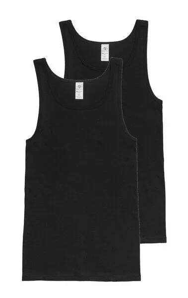 Haasis Bodywear Haasis Bodywear Herren Unterhemd Feinripp Doppelpack, Schwarz, – Produktbild 2 von 4