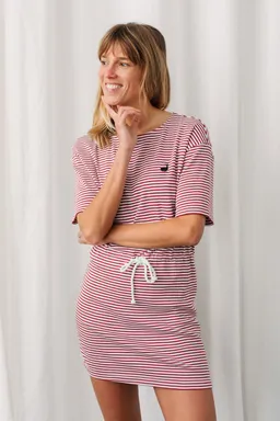 TWOTHIRDS TWOTHIRDS Damen vegan Kleid Sherkin Rot Gestreift – Produktbild 1 von 1