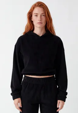 ORGANICATION ORGANICATION Damen vegan Kurzer Hoodie Aus Cord Schwarz – Produktbild 1 von 1