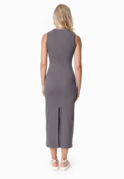 ORGANICATION ORGANICATION DURRU | Geripptes Kleid aus Bio-Baumwolle, Shadow, – Produktbild 3 von 4