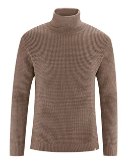 HempAge Hempage Herren vegan Rollkragenpullover Kiesbraun – Produktbild 1 von 1