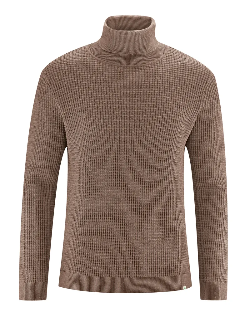 HempAge Hempage Herren vegan Rollkragenpullover Kiesbraun, Braun, – Produktbild 1 von 2