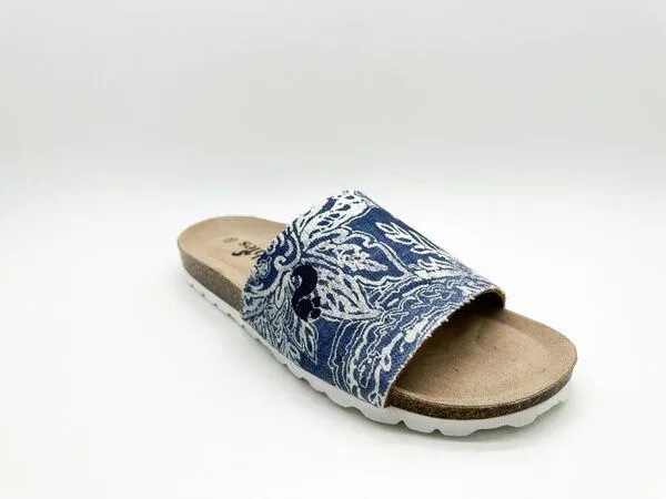 thies Veganer Rec Denim Pool Slide "thies ® PET" aus recyceltem PES, Blau (denim blau), – Produktbild 2 von 4
