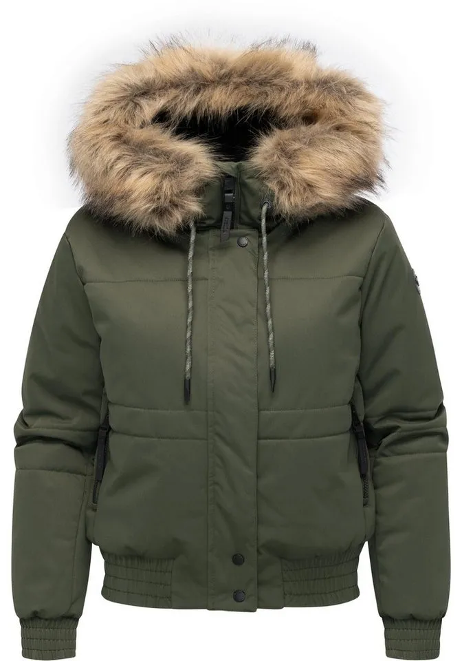 ragwear ragwear Winterjacke Deluxia YOUMODO modische Damen Bomberjacke mit Kunstfell, Grün, – Produktbild 2 von 5