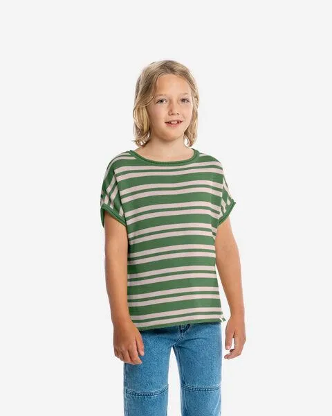 MATONA Matona T-Shirt | Boxy Knit T-Shirt | aus Bio-Baumwolle | GOTS-zertifiziert, Fir/lavender, – Produktbild 1 von 2