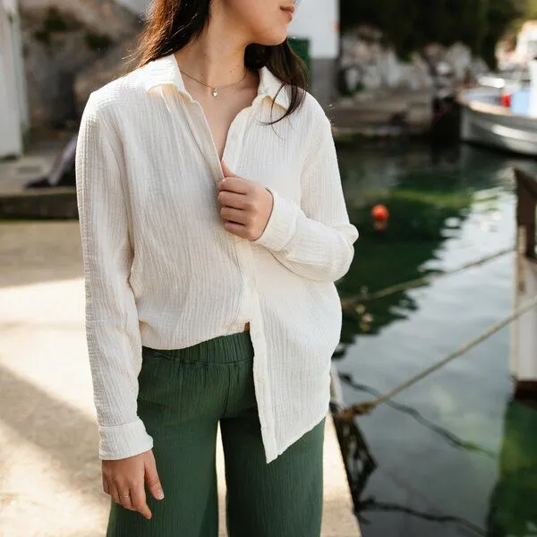 NORDLICHT NORDLICHT Damen Musselin Bluse aus 100% Bio-Baumwolle FENJA, Weiß, – Produktbild 2 von 4