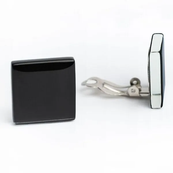 ALEXASCHA ALEXASCHA Auffällige Statement Ohrclips aus Glas | PUREFORM, Onyxschwarz, – Produktbild 1 von 4
