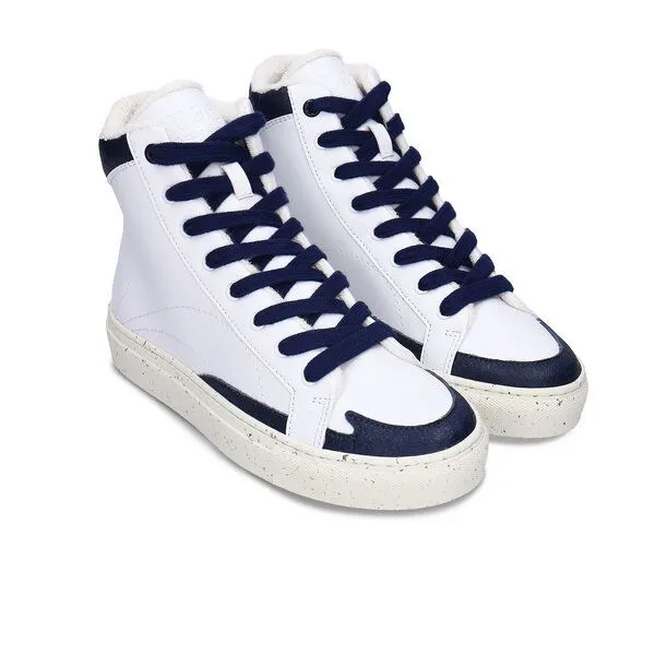 Nae Vegan Shoes Nae Vegan Shoes London High Top Sneaker aus AppleSkin und Piñatex, Blau, – Produktbild 2 von 4
