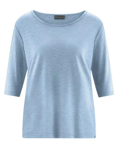 HempAge Hempage Damen Halbarm T-Shirt Hanf/Biobaumwolle, Smoke(blau), – Produktbild 1 von 4