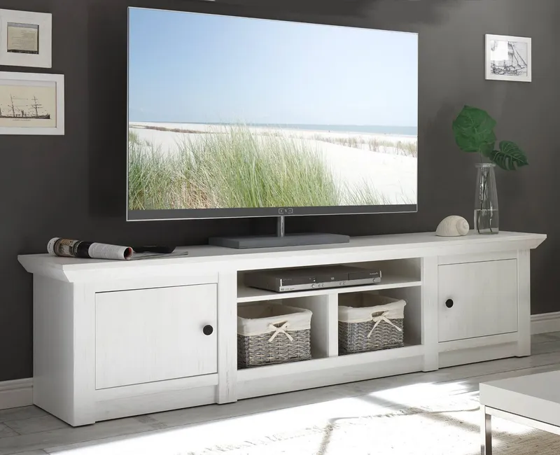 Furn.Design Lowboard Hooge (TV Unterschrank in Pinie weiß Landhaus, 2-türig), Breite 194 cm, Weiß, – Produktbild 5 von 5