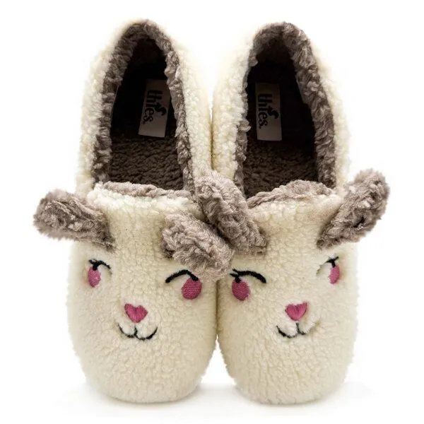 thies Veganer "thies ® Organic Rabbit Closed Slipper" aus kuscheliger Biobaumwolle, Off white (weiß), – Produktbild 1 von 4