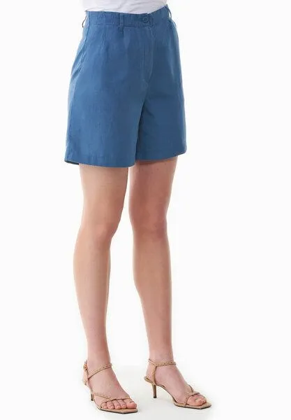 ORGANICATION ORGANICATION Shorts aus TENCEL Lyocell und Leinen, Blau(light navy), – Produktbild 3 von 4