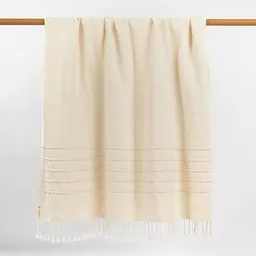 By Native By Native Wolldecke Baray aus 100% Bio-Baumwolle, natur, handgewebt – Produktbild 1 von 1