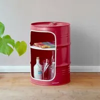 Lockengelöt Lockengelöt Minibar aus einem kleinen Ölfass, Purpurrot, – Produktbild 2 von 3