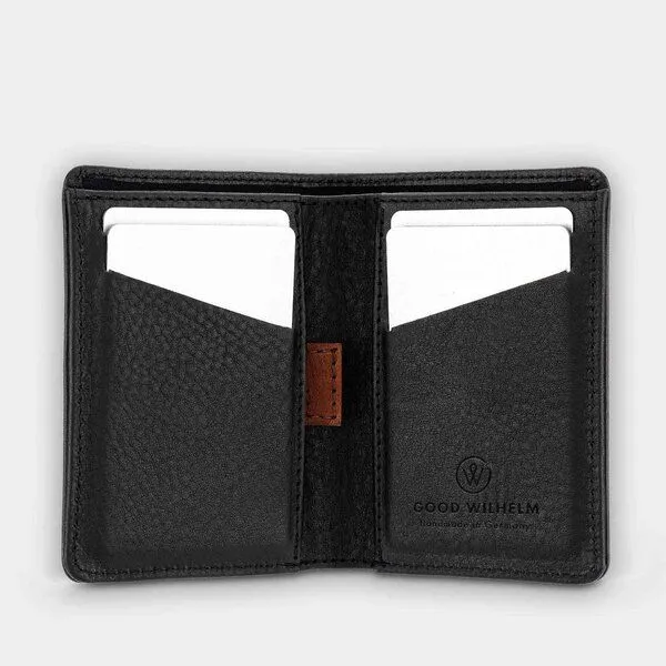 GOOD WILHELM GOOD WILHELM Flache Geldbörse GUSTAV mit Scheinfach aus vegetabil gegerbtem Leder, Schwarz, – Produktbild 3 von 3