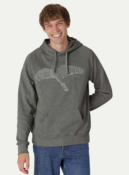 Peaces.bio - handbedruckte Biomode Peaces.bio - handbedruckte Biomode Bio-Herren-Kapuzensweater Sperber, Grau, – Produktbild 2 von 2
