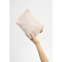 MELA Große Kosmetiktasche | von MELA | Fairtrade & GOTS zertifiziert, Greige / candy grid print, – Produktbild 1 von 1