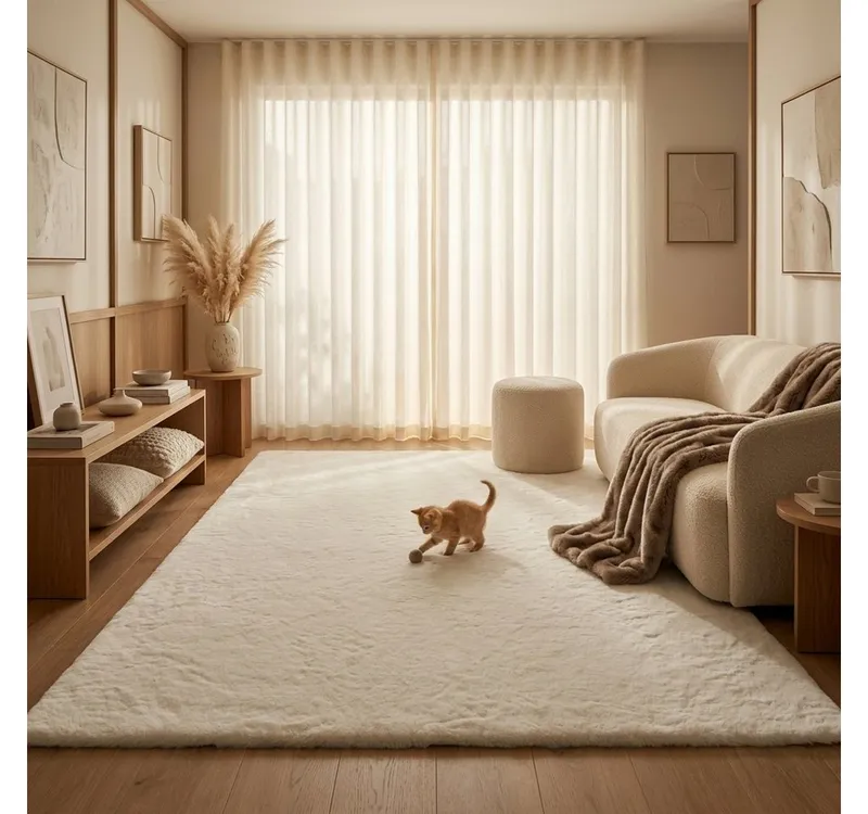Consilio Concept Fellteppich Teppich Hasenfell Imitat COZY Fell Hochflor rechteckig Höhe: 22 mm, Weiß, – Produktbild 3 von 5