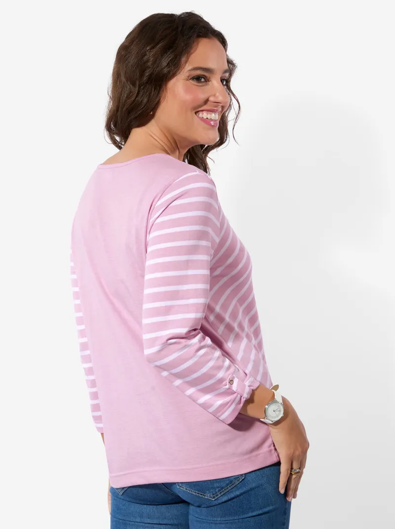 Witt Ringelshirt rosé-ecru-gemustert, Rosé-ecru-gemustert, – Produktbild 2 von 2