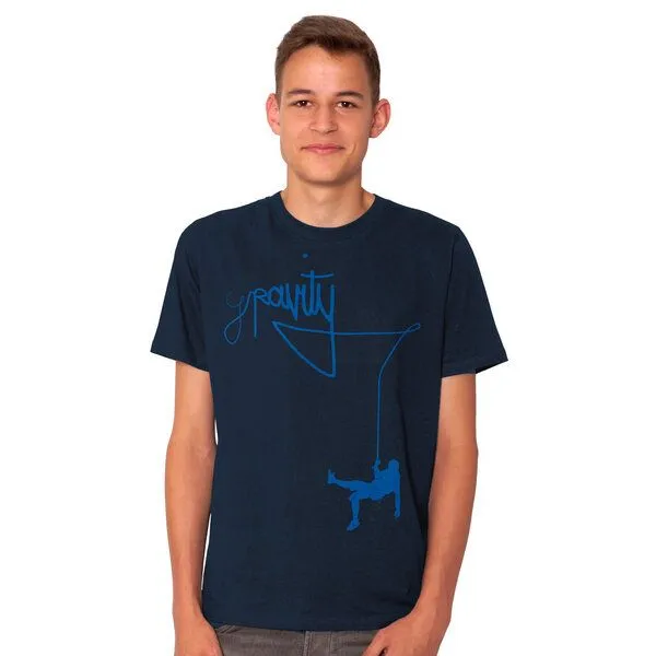 HANDGEDRUCKT HANDGEDRUCKT RESTPOSTEN "Gravity" Männer T-Shirt, Navyblue, – Produktbild 1 von 2