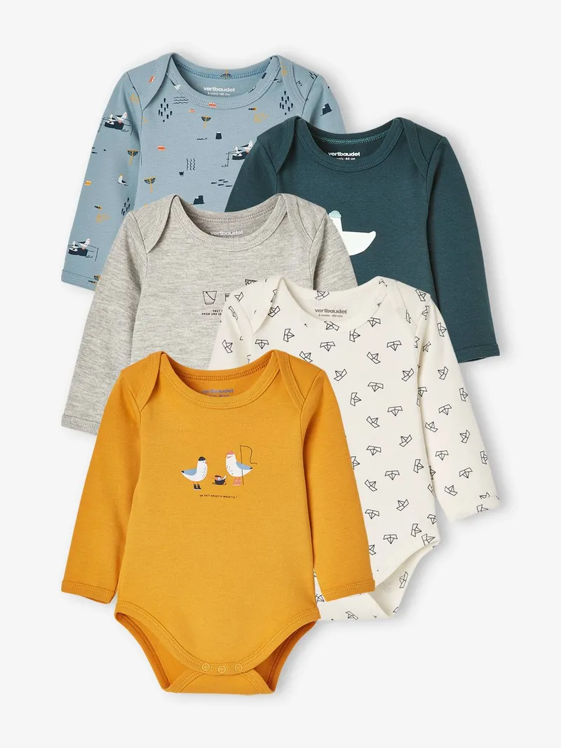 Vertbaudet 5er-Pack Baby Langarm-Bodys, Pack senfgelb, – Produktbild 1 von 4