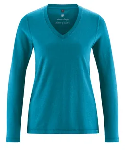 HempAge Hempage Damen vegan Sportliches Langarm T-Shirt In Lagunenblau – Produktbild 1 von 1
