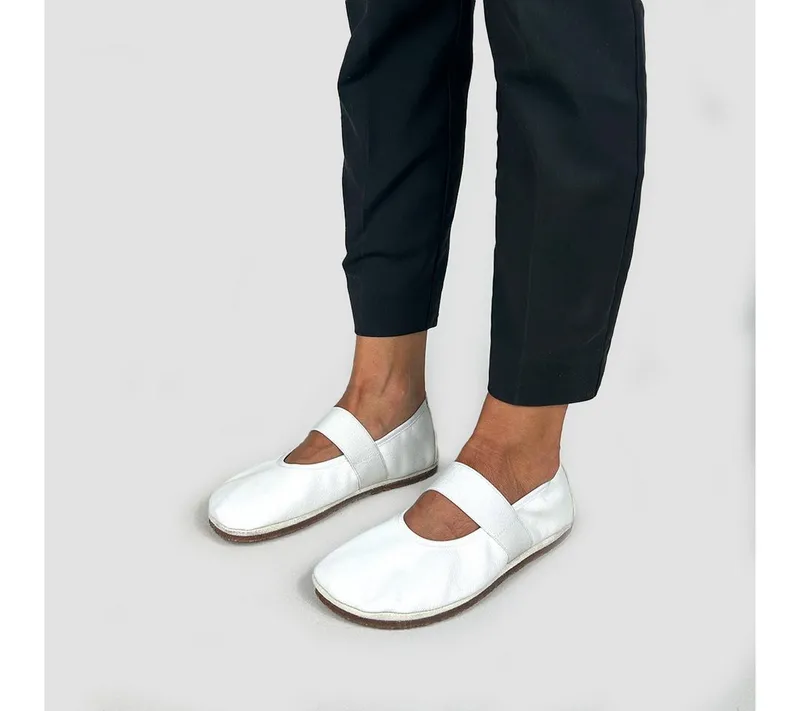 Pololo Pololo Barfuß Ballerina Kaya, Damen Barfußschuh aus natürlich gegerbtem Leder, Weiß, – Produktbild 2 von 5