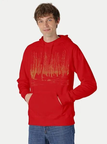 Peaces.bio - handbedruckte Biomode Peaces.bio - handbedruckte Biomode Hoodie Woodland Herren, Rot, – Produktbild 2 von 2