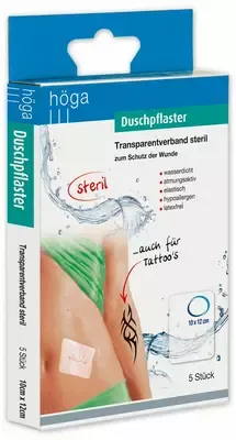 Höga-Pharm DUSCHPFLASTER 10x12 cm Transparentverband steril 5 St Pflaster – Produktbild 1 von 1