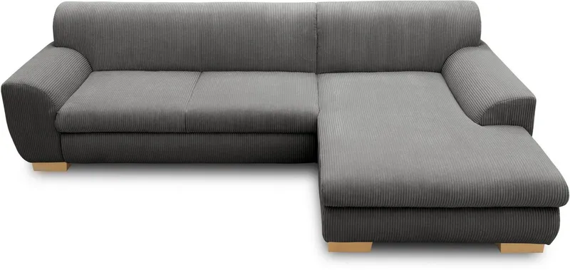 Home affaire Ecksofa Nika zeitlos und elegant, L-Form, wahlweise mit Bettfunktion, auch in Cord, Grau, – Produktbild 4 von 5