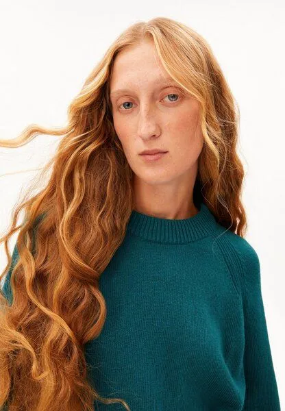 ARMEDANGELS Armedangels Wool Knit Damen Strickpullover aus recycelter Wolle mit Bio-Wolle, Petrol velvet, – Produktbild 4 von 5