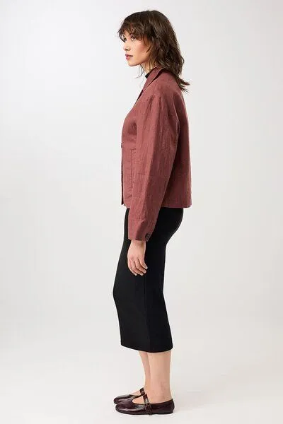 LangerChen LangerChen Schlichte Jacke aus Leinen, Rubywood (rot), – Produktbild 4 von 4