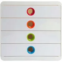 Exacompta Exacompta Schubladenbox Pop-Box "Black Office", DIN A4+, 4 Schubladen, weiß/harlekin – Produktbild 1 von 1