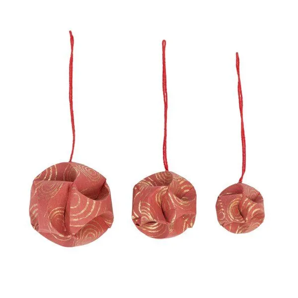 El Puente El Puente Deko-Anhänger, 3er-Set | Fair Trade & Handmade aus Bangladesch, Rot,gold, – Produktbild 1 von 2