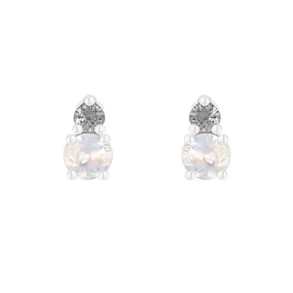 Eppi Eppi Ohrringe mit Mondsteinen und Salt und Pepper Diamanten Josse, Weiss, – Produktbild 1 von 4