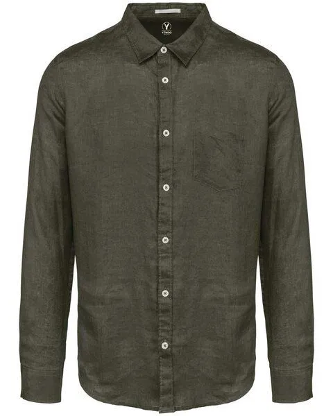 YTWOO YTWOO Leinenhemd für Herren aus 100% Leinen mit Kragen, Khaki, – Produktbild 1 von 2