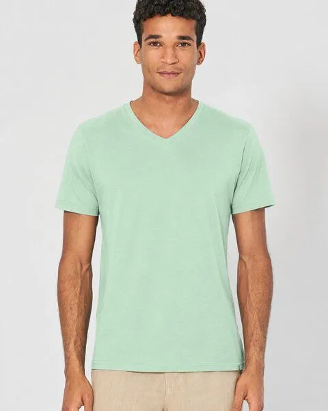 HempAge HempAge V-Kragen T-Shirt Hanf/Biobaumwolle, Menta(grün), – Produktbild 2 von 4