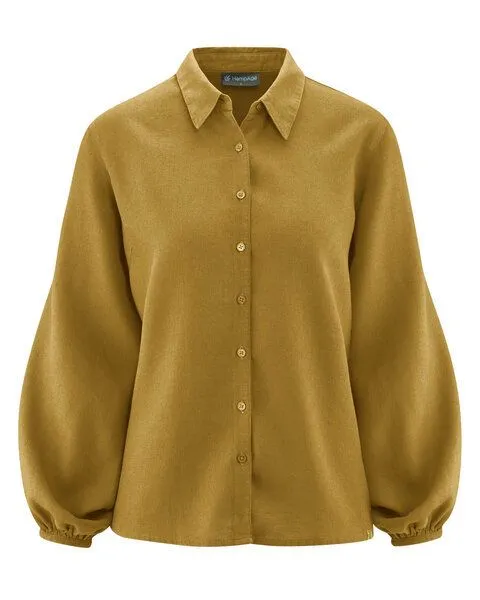 HempAge HempAge Modische Bluse Hanf/Biobaumwolle, Peanut (gelb), – Produktbild 4 von 4