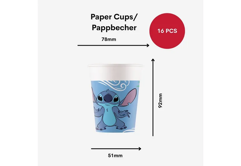 Procos Einweggeschirr-Set Stitch & Angel Partygeschirr Set 52-tlg Kindergeburtstag Disney Teller, 16 Personen, Bunt, – Produktbild 3 von 5
