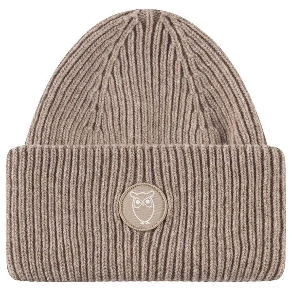 KnowledgeCotton Apparel KnowledgeCotton Apparel Big Rib Beanie-Mütze aus Lammwolle, Kelp melange, – Produktbild 1 von 4