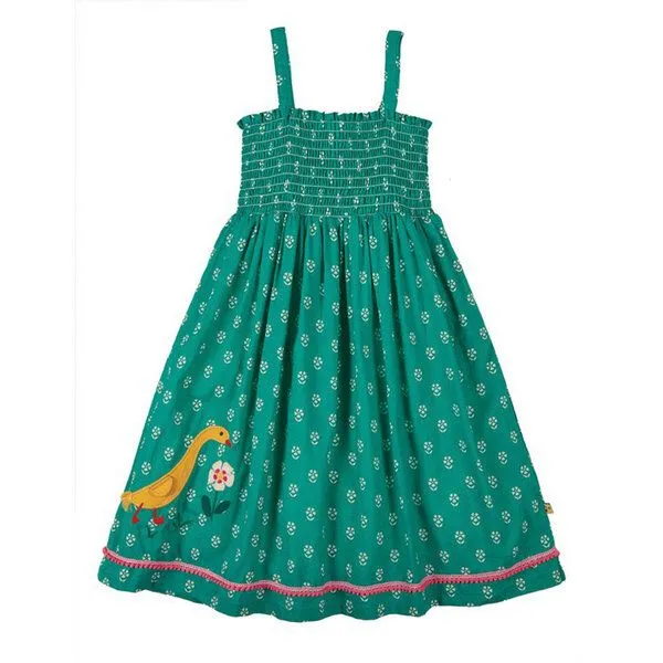 Frugi Frugi 2-in-1 Rock-Kleid Cora in jasmin mit Entenapplikation, Grün, – Produktbild 1 von 3