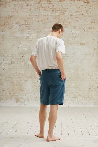 Jyoti - Fair Works Jyoti - Fair Works Bio-Baumwoll Shorts Neem, Ozean, – Produktbild 4 von 4
