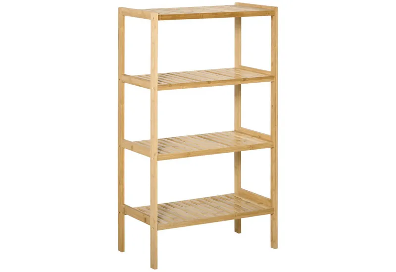 HOMCOM HOMCOM Standregal Badregal mit 4 Ebenen, Bambusregal, Küchenregal, für Bad Küche Wohnzimmer Schlafzimmer 1-tlg., Bambus Natur 62 x 33 x 112 cm, Beige, – Produktbild 2 von 4