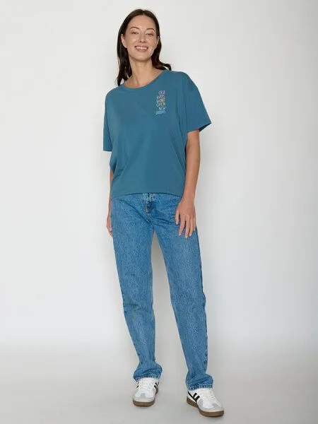GreenBomb GREENBOMB Old Ways Feel - Lässiges T-Shirt aus Bio-Baumwoll-Mix / hochwertiger Print / GOTS / Fair & Vegan, Blau (wahres blau), – Produktbild 3 von 4