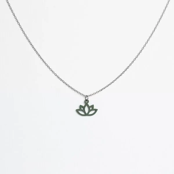 feinformart feinformart Kette mit Holzanhänger 'Lotus', Moosgrün (grün), – Produktbild 4 von 4