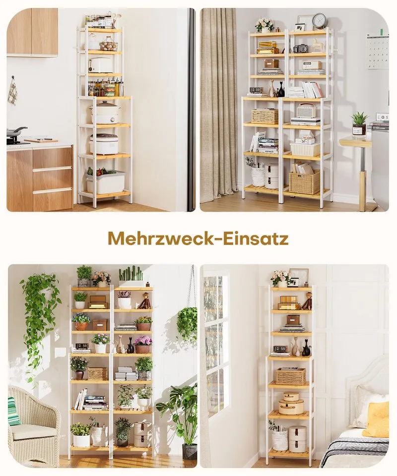 Yorbay Badregal Standregal mit 7 Ebenen, Bambus Aufbewahrungsregal, Kippsicherung, 110 kg Tragkraft – Produktbild 4 von 5