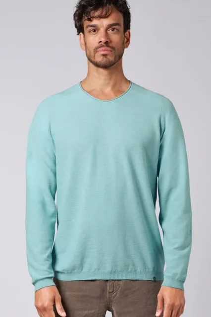 HempAge Hempage Herren vegan Strickpullover Mit V-Ausschnitt Seegrün, Grün, – Produktbild 2 von 2