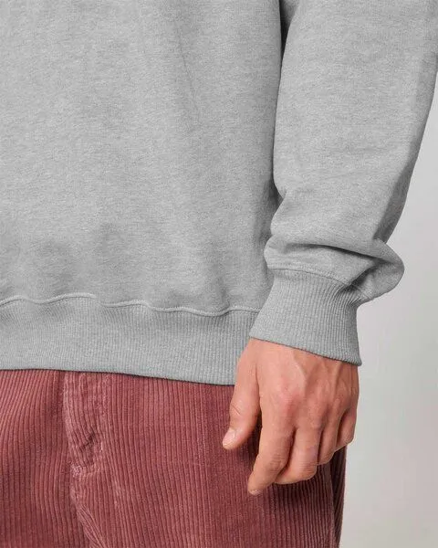 YTWOO YTWOO Oversized Sweatshirt mit kurzem Reißverschluss aus reiner Bio-Baumwolle; Unisex Troyer, Grau meliert, – Produktbild 3 von 4