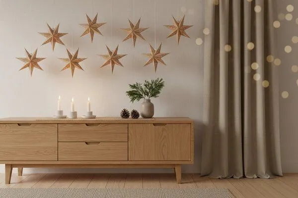 MoreThanHip MoreThanHip Papier‑Weihnachtsstern aus FSC‑Papier - inkl. Beleuchtungsset - Luma goldenbraun – Produktbild 2 von 4