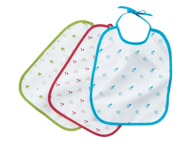 HANS NATUR Lätzchen mit Bindebändern Bio Baumwolle 3er-Set petrol-beere-grün Maße 32 x 26 cm, Mehrfarbig, – Produktbild 1 von 1